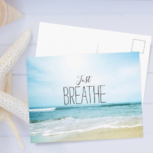 Encouragement Just Breathe at the Beach Postcard