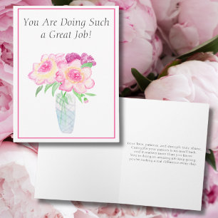 Encouragement Of Taking Care Elderly Peonies  Card