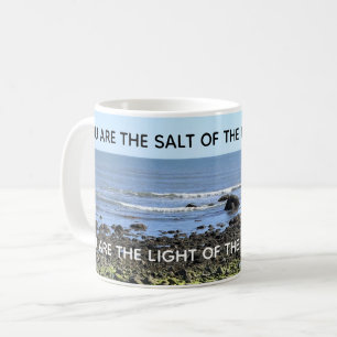 Encouragement Photo of the Ocean Bible Verse Blue Coffee Mug