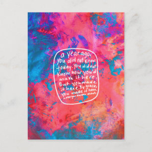 Encouragement postcard quote abstract art pink