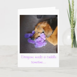 Encouragement Puppy takes Teddy Bear Cuddles Card