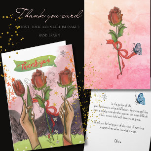 Encouragement Rose & Tulips Thank You Card