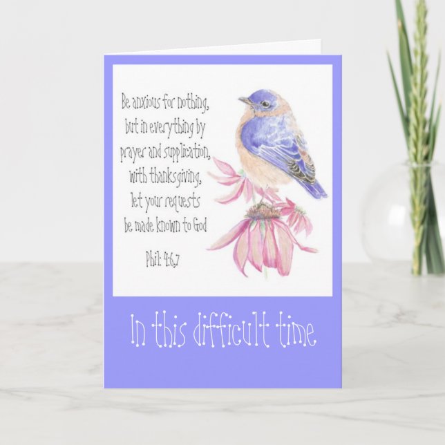 Encouragement Scripture Bluebird Garden Bird Card (Front)