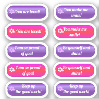 Encouragement Stickers Magenta and Purple