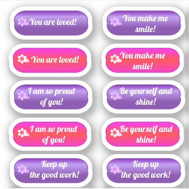 Encouragement Stickers Magenta and Purple (Front)