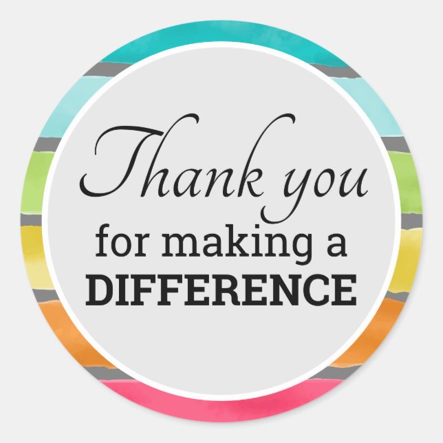 Encouragement Thank You For Making A Difference Classic Round Sticker (Front)