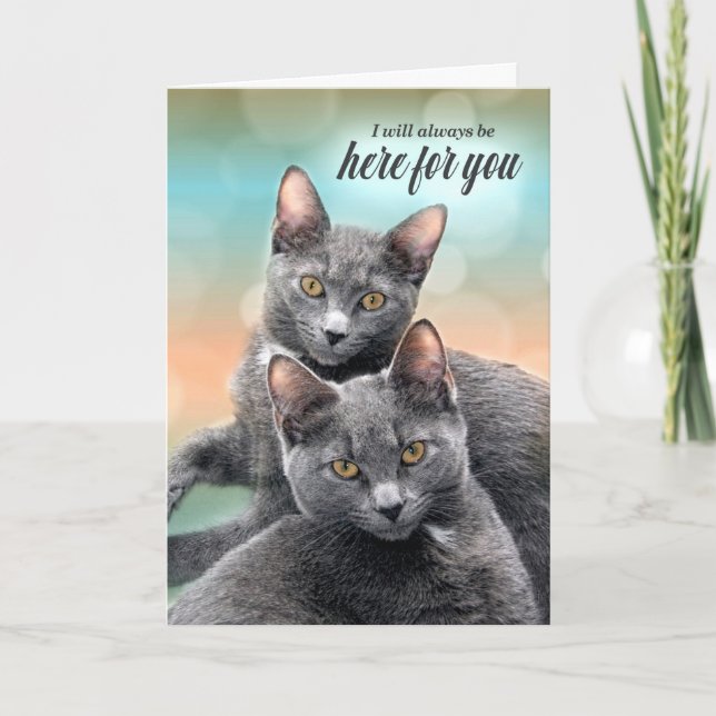 Encouragement Two Grey Cats Here for You Card (Front)