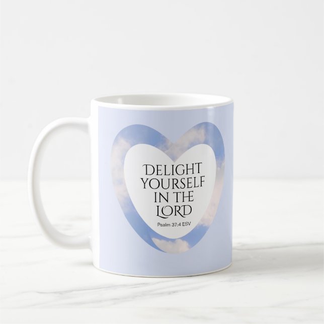 Encouraging and Uplifting Blue Bible Verse Mug (Left)