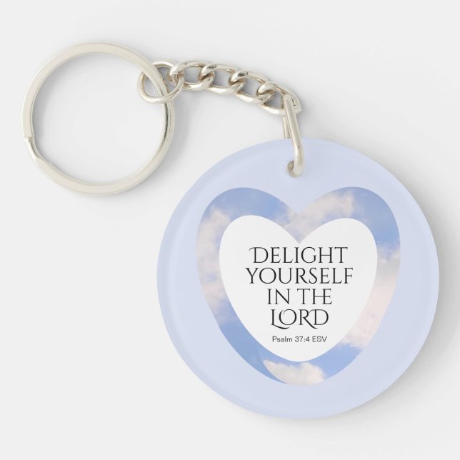 Encouraging and Uplifting Light Blue Bible Verse Key Ring (Front)