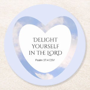 Encouraging and Uplifting Light Blue Bible Verse Round Paper Coaster