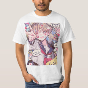 Encouraging Anime Schoolgirl Art Print T-Shirt