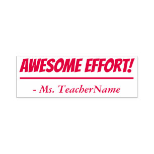 Encouraging "AWESOME EFFORT!" + Custom Tutor Name Self-inking Stamp