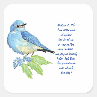 Encouraging Bible Scripture Matthew Bluebird Square Sticker