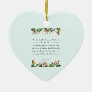 Encouraging Bible Verses Art - Isaiah 61:1 Ceramic Tree Decoration