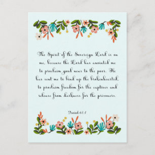 Encouraging Bible Verses Art - Isaiah 61:1 Postcard