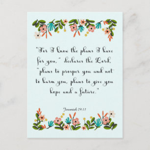 Encouraging Bible Verses Art - Jeremiah 29:11 Postcard