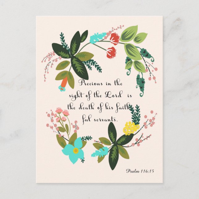 Encouraging Bible Verses Art - Psalm 116:15 Postcard (Front)