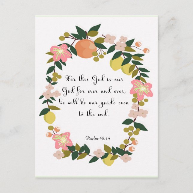 Encouraging Bible Verses Art - Psalm 48:14 Postcard (Front)
