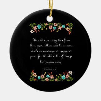 Encouraging Bible Verses Art - Revelation 21:4 Ceramic Tree Decoration