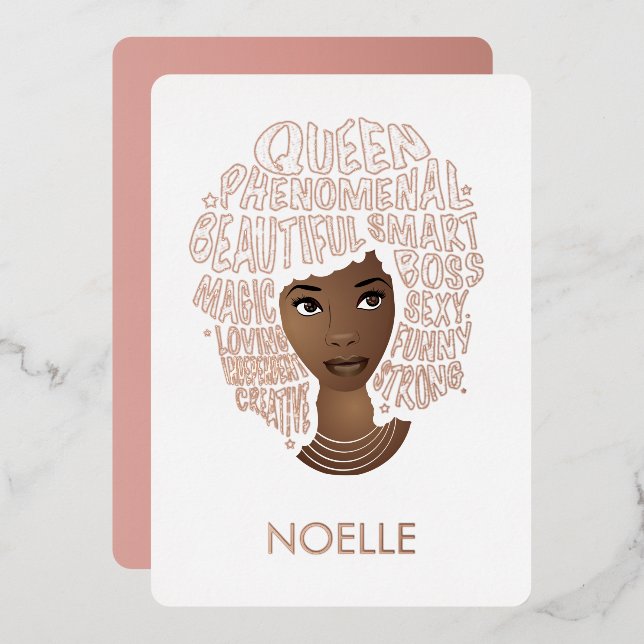 Encouraging Black Woman, Words of Affirmation Foil Holiday Card (Front/Back)