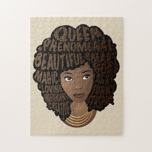 Encouraging Black Women, Natural Hair, Beige Jigsaw Puzzle (Vertical)