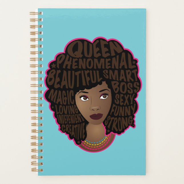 Encouraging Black Women, Natural Hair, Blue Planner (Front)