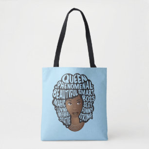 Encouraging Black Women, Natural Hair, Blue Tote Bag