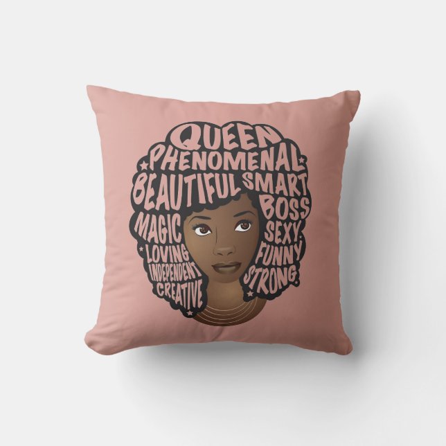 Encouraging Black Women, Natural Hair, Blush Pink Cushion (Front)