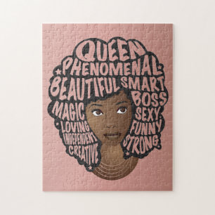 Encouraging Black Women, Natural Hair, Blush Pink Jigsaw Puzzle
