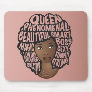 Encouraging Black Women, Natural Hair, Blush Pink Mouse Mat