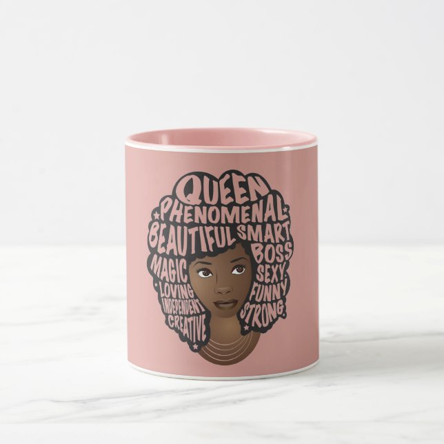 Encouraging Black Women, Natural Hair, Blush Pink Mug (Center)