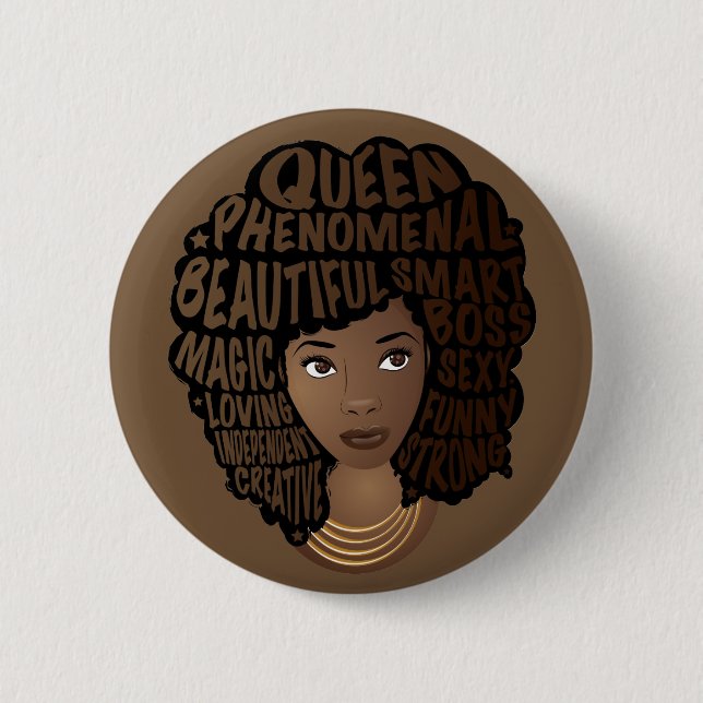 Encouraging Black Women, Natural Hair, Brown 6 Cm Round Badge (Front)