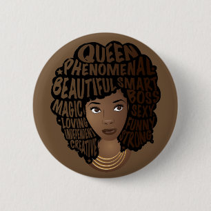 Encouraging Black Women, Natural Hair, Brown 6 Cm Round Badge