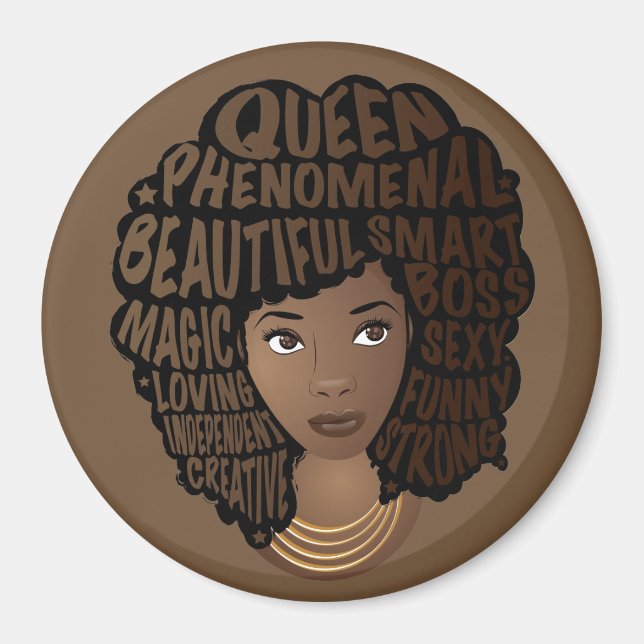 Encouraging Black Women, Natural Hair, Brown Magnet (Front)