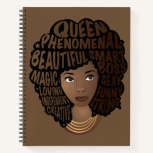 Encouraging Black Women, Natural Hair, Brown Notebook