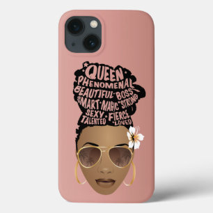 Encouraging Black Women, Natural Hair Bun, Pink iPhone 13 Case