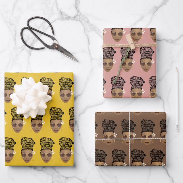 Encouraging Black Women, Natural Hair Bun Wrapping Paper Sheet (Front)