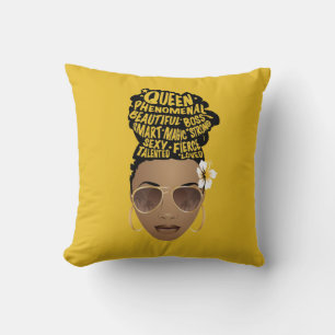 Encouraging Black Women, Natural Hair Bun, Yellow Cushion