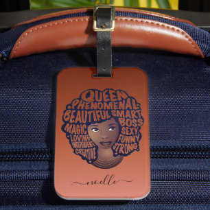 Encouraging Black Women, Natural Hair Copper Brown Luggage Tag