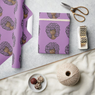Encouraging Black Women, Natural Hair, Purple Wrapping Paper