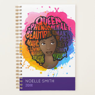 Encouraging Black Women Natural Hair Watercolor Planner
