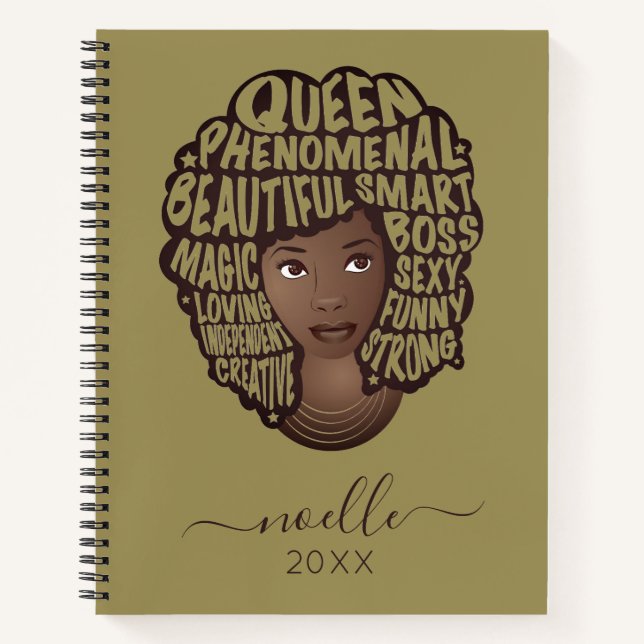 Encouraging Black Women, Olive Green Notebook (Front)