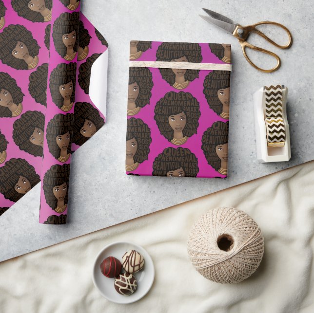 Encouraging Black Women, Pink Magenta Wrapping Paper (Crafts)