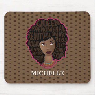 Encouraging Black Women Polka Dot Brown Mouse Mat