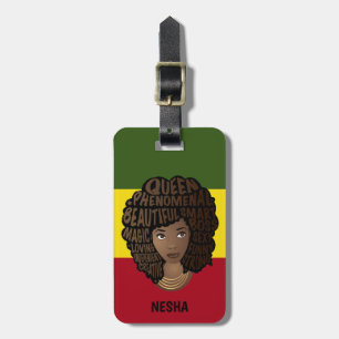 Encouraging Black Women, Red Yellow Green Stripes Luggage Tag
