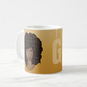 Encouraging Black Women, Yellow Gold, Your Initial Coffee Mug