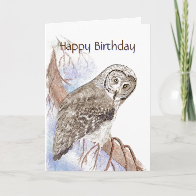 Encouraging, Compliment Cute Owl Birthday Card (Front)