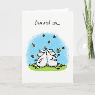Encouraging friendship card cute sheep cartoon.