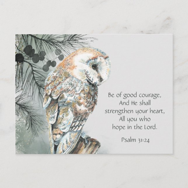 Encouraging Inspirational Bible Scriptures Owl  Ca Postcard (Front)