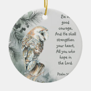 Encouraging Inspirational Bible Scriptures Owl   Ceramic Tree Decoration